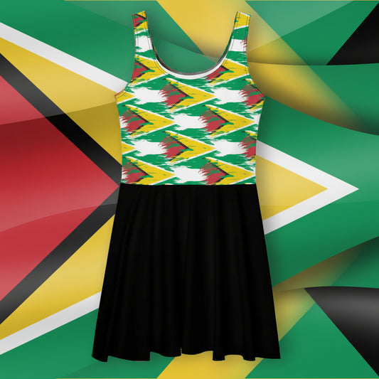Guyana Painted Flag Skater Dress