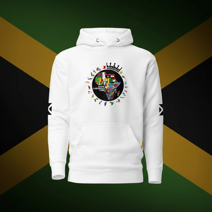 Pure Island Pride – ACV Jamaica Flag Unisex Hoodie (White)