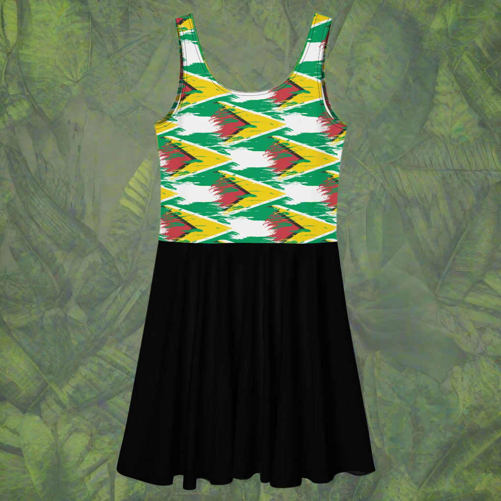 Guyana Painted Flag Skater Dress
