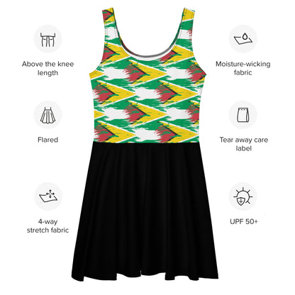 Guyana Painted Flag Skater Dress