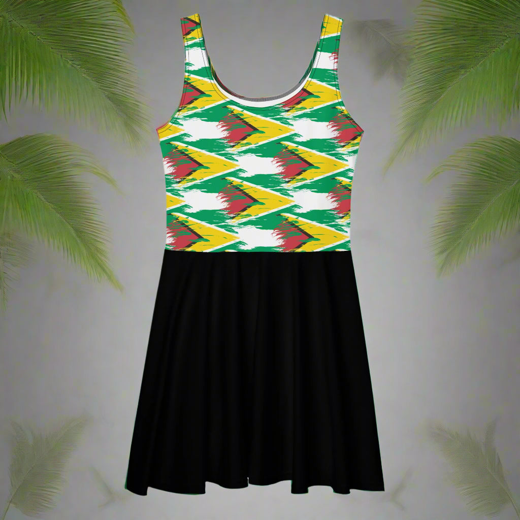 Guyana Painted Flag Skater Dress